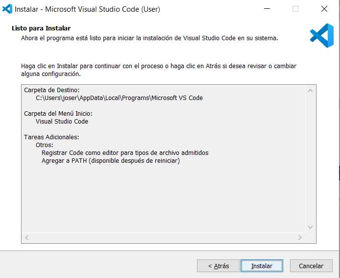 Opciones de instalación