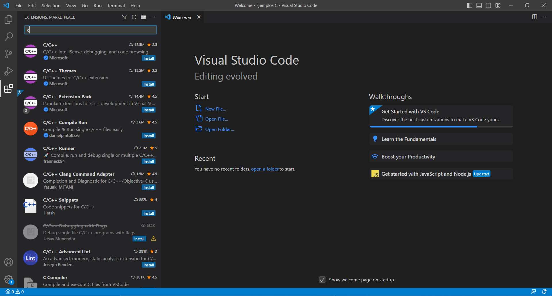 Buscar extensiones C++